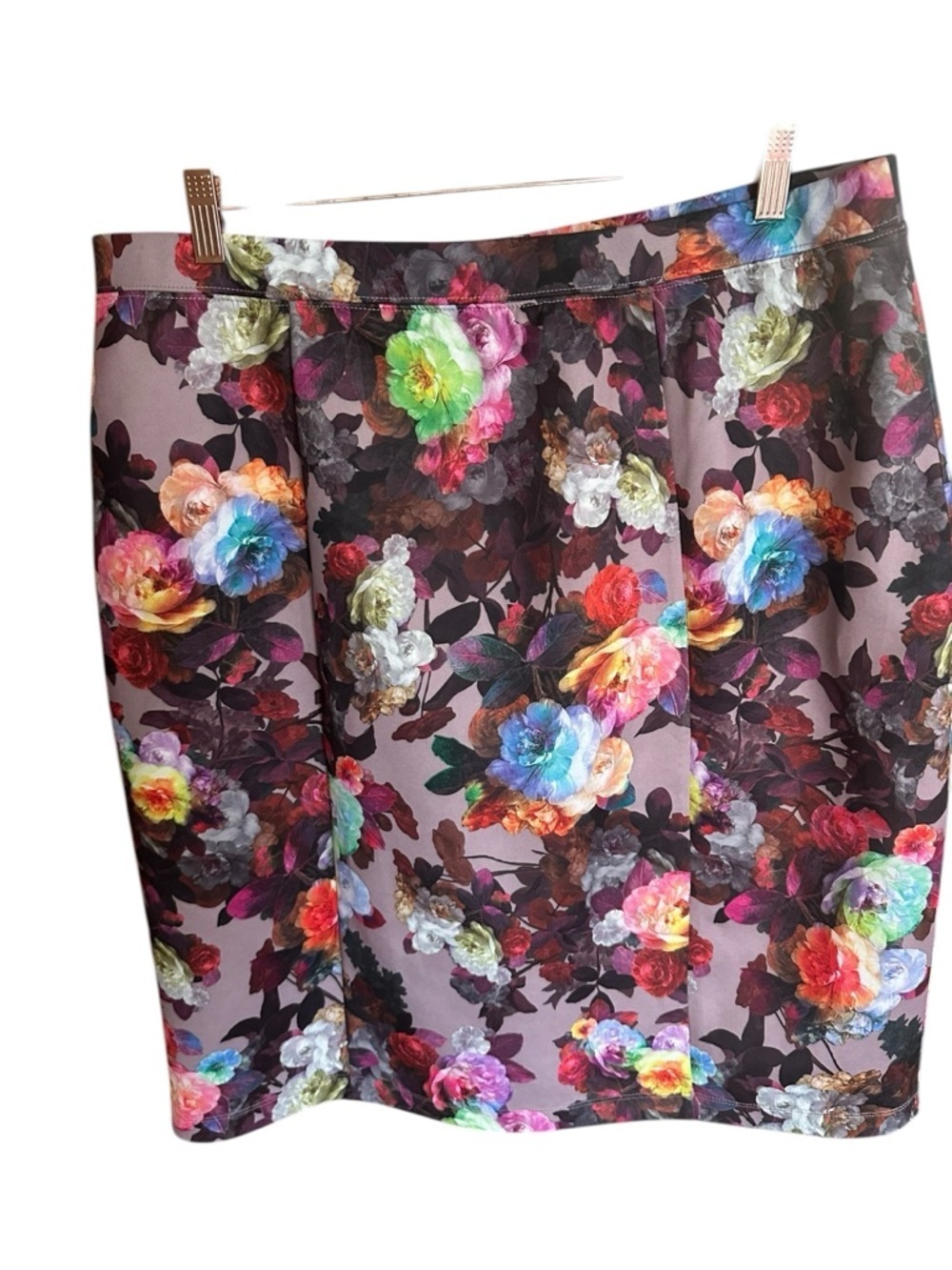 Floral Mini Skirt XL Colorful Stretch Pull On Summer Boutique Plus Size